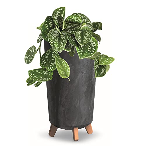 Blumentopf mit Füßen HOH Pflanzkübe D 24 cm Anthrazit Kunststoff Töpfe Beton Optik Übertöpfe von botle