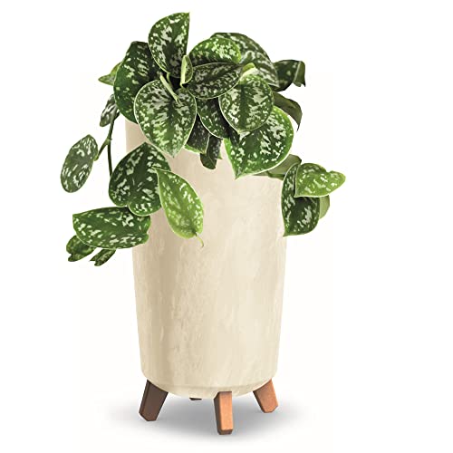 Blumentopf mit Füßen HOH Pflanzkübe D 24 cm Cremig Kunststoff Töpfe Beton Optik Übertöpfe von botle