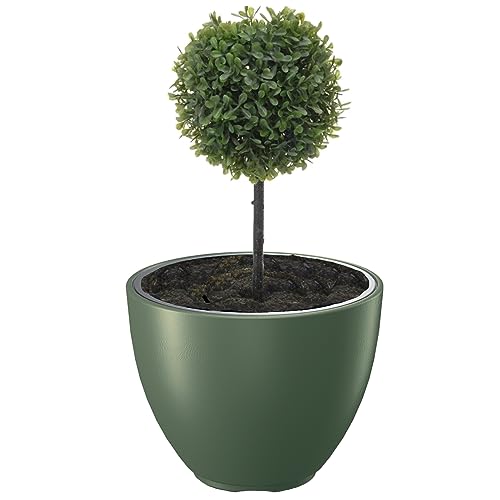 botle Groß Blumentopf Blumenkübel Topf ⌀ 47cm H:36 cm Rund Grün mit Einsatz Pflanztopf Pflanzkübel Terrasse Garten Balkon Stilvoll Modern Elegant Kapazität 31 L Kunststoff Outdoor UV-beständig Indoor von botle