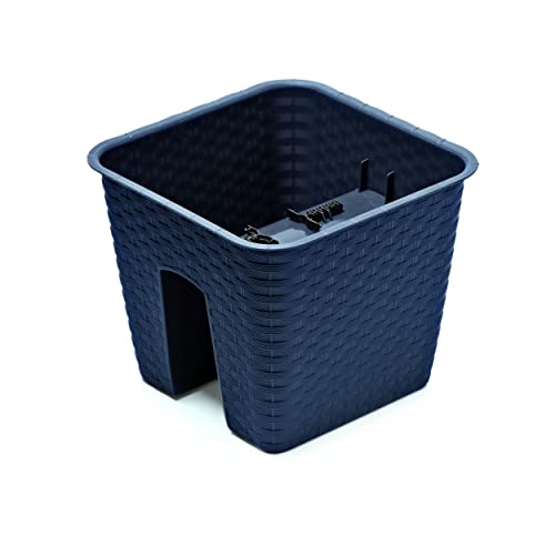 botle Kasten für Geländer Balkon Terrasse Blumentopf Rattan-Imitat 27,2 cm Antrazit von botle