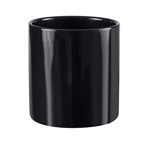 botle Keramik Blumenübertopf Blumentopf Pflanzkübel Glanz zylinderförmigen Blumentöpfe (13 x 14 cm, Schwarz) von botle