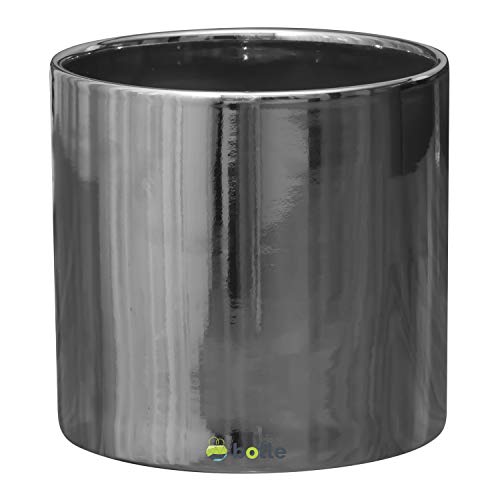 botle Keramik Blumenübertopf Blumentopf Pflanzkübel Glanz zylinderförmigen Blumentöpfe (13 x 14 cm, Silber) von botle