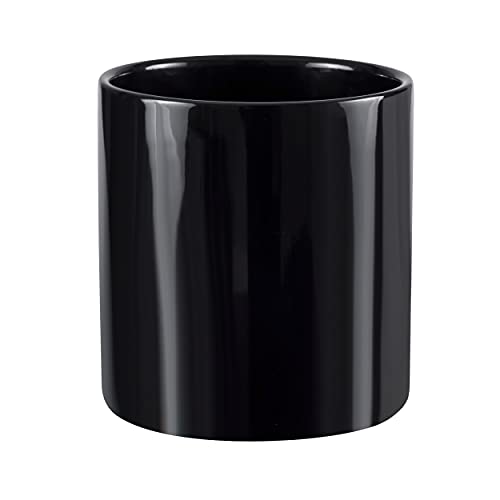 botle Keramik Blumenübertopf Blumentopf Pflanzkübel Glanz zylinderförmigen Blumentöpfe (8 x 8 cm, Schwarz) von botle