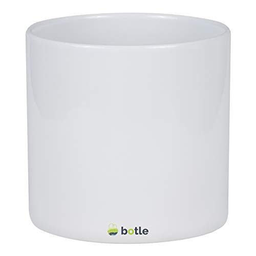 botle Keramik Blumenübertopf Blumentopf Pflanzkübel Glanz zylinderförmigen Blumentöpfe (8 x 8 cm, Weiß) von botle