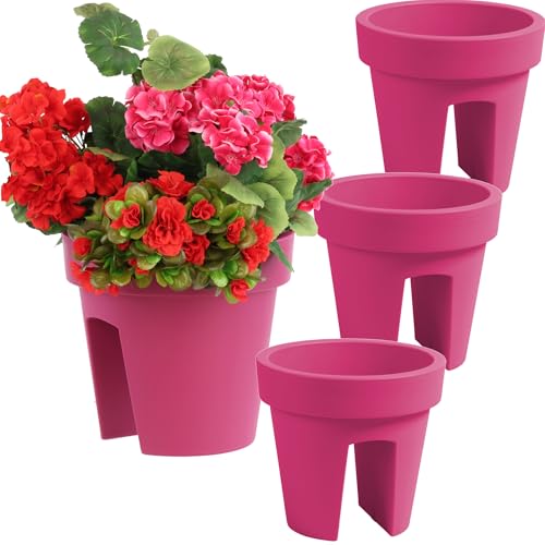 botle Satz von 3 Stück Balkonkiste Blumenkasten Geländerkasten Balkonkasten Geländertopf ?24,5cm | 5 L Fuchsia Balkon-Blumenkasten oval von botle