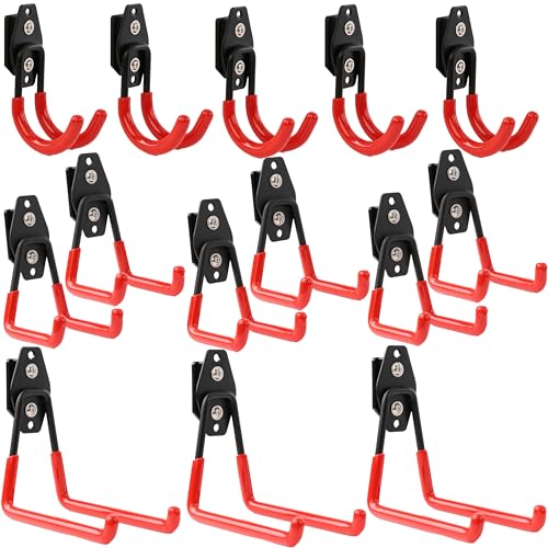 botle Set 14 Stck. Werkzeughaken Qbrick Koffer-System für Werkzeuge Gerade und U-förmig S, M, L Grosse, Stahl mit PVC, Garage, Werkstatt, Elektrowerkzeuge, Doppelhaken, Tragkraft bis 30kg von botle