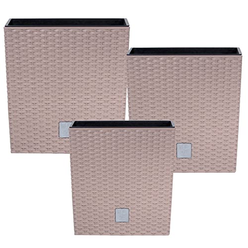 botle Set 3X Pflanztöpfe Blumentopf Einsatz Rattan Trapez H 22+26+32 cm Mokka mit Pflanzeinsatz Quadrat botle Set 3X Pflanztöpfe Blumentopf Einsatz Rattan Trapez H 22+26+32 cm Mokka mit Pflanzeinsatz Quadrat von botle