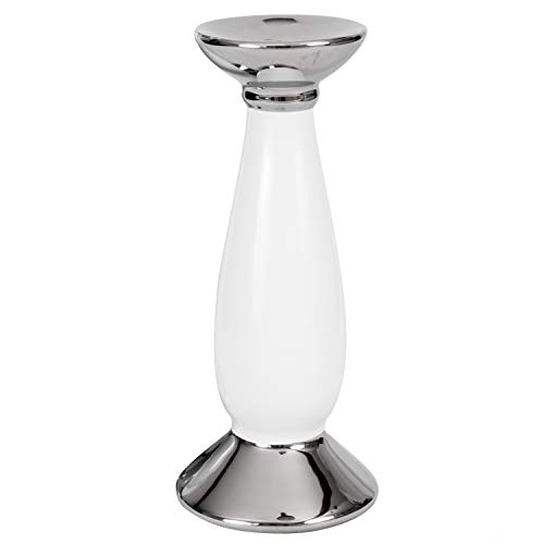 botle Weiß Silber Keramik Kerzenständer 31 cm Kerzenhalter Stand Hochzeit Tischdekorat (17 cm) von botle