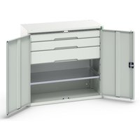 bott verso Flügeltürschrank mit Schubladen, mit 1 Fachboden und 3 Schubladen, BxTxH: 1050 x 550 x 1000 mm von Bott