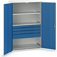 bott verso Flügeltürschrank mit Schubladen, mit 3 Fachböden und 4 Schubladen, BxTxH: 1300 x 550 x 2000 mm von Bott