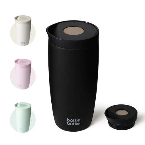 BOTTLE BOTTLE Thermobecher 500ml To Go – Premium Isolierbecher aus Edelstahl, auslaufsicher, BPA-frei, Quick-Press-Verschluss, doppelwandig, hält Getränke lange heiß & kalt (Schwarz) von bottlebottle