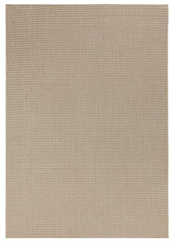 NORTHRUGS In- und Outdoor Teppich Match 80x200cm - Wetterfest Modern Plain Allover Unifarben Design Läufer für Balkon Terrasse Garten Wintergarten Wohnzimmerteppich Wasserfest in Beige von NORTHRUGS