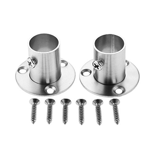 2 Stück Edelstahl-Schrank-Hängeschiene, Stange, Stange, Sockel-Endhalterung mit Schrauben für 19 mm Rohrdurchmesser 2 Stück Edelstahl-Schrank-Hängeschiene, Stange, Stange, Sockel-Endhalterung mit Schrauben für 19 mm Rohrdurchmesser von bowarepro