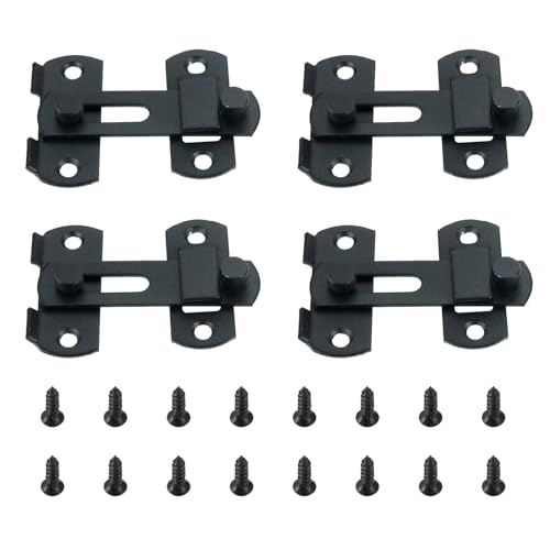 BOWAREPRO 4 Stück Edelstahl Flip Latch Gate Antik Türverriegelung Türschloss Schloss Schieberiegel Türschloss Bolzenriegel für Tor Fenster Schrank Weinschrank (Schwarz) von bowarepro