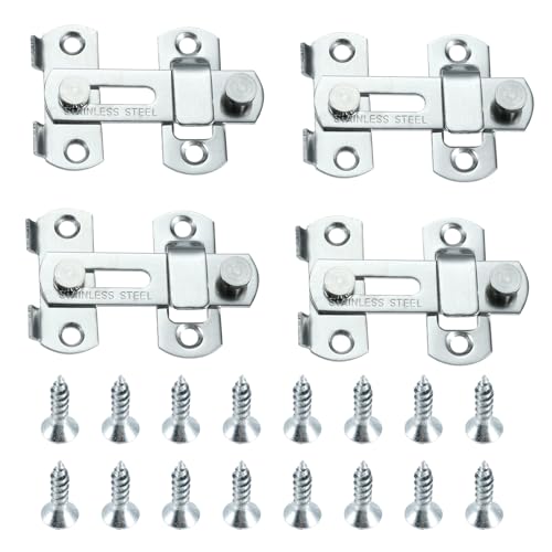 BOWAREPRO 4 Stück Edelstahl Flip Latch Gate Antik Türverriegelung Türschloss Schloss Schieberiegel Türschloss Bolzenriegel für Tor Fenster Schrank Weinschrank (Silber) von bowarepro