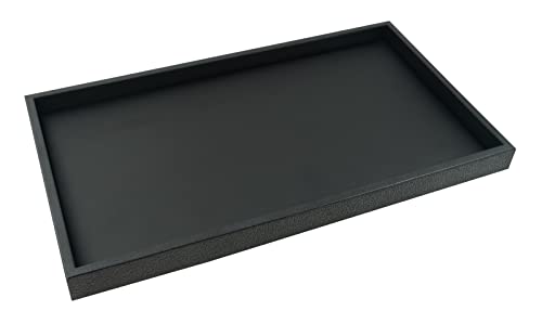 Tablett aus Kunstleder, 2,5 cm tief, mit Präsentationsblock aus Samt oder Kunstleder (Tablett mit schwarzem Kunstleder-Pad) von boxdisplays