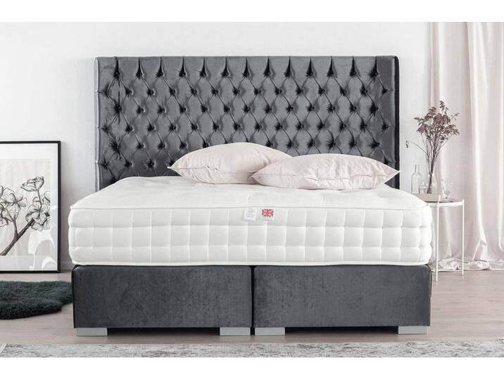 Boxspringbett BAROQUE 220x200 cm - verschiedene Farben und Bezüge verfügbar - mit Matratze - mit handgeknüpfter Chesterfield-Steppung am Kopfteil von boxspringliebe