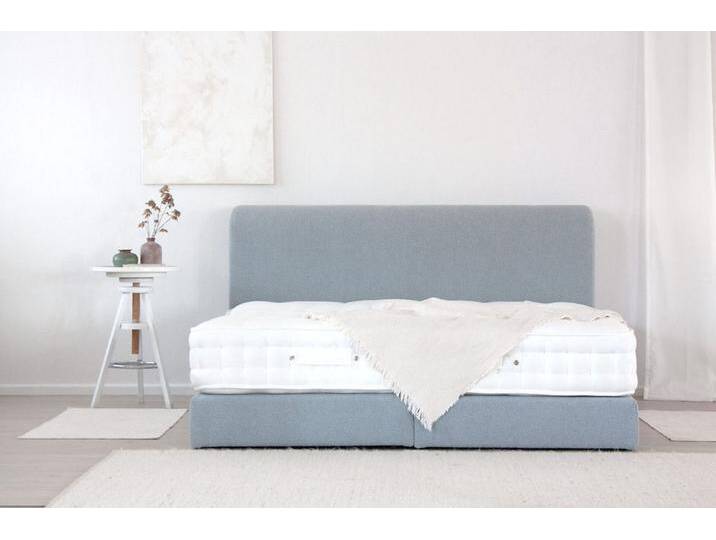 Boxspringbett CALM 220x200 cm - verschiedene Farben und Bezüge verfügbar - konfigurierbar - mit Matratze - mit abgerundetem Kopfteil von boxspringliebe