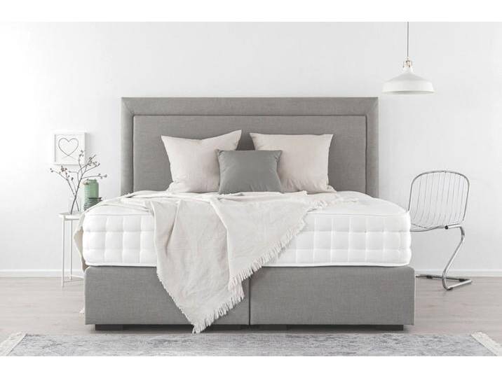 Boxspringbett CHARM 220x200 cm - verschiedene Farben und Bezüge verfügbar - konfigurierbar - mit Matratze - mit Kopfteil in Rahmenoptik von boxspringliebe