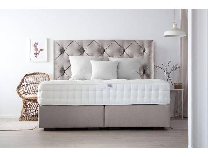 Boxspringbett FAME 180x200 cm - verschiedene Farben und Bezüge verfügbar - konfigurierbar - mit Matratze - mit gestepptem Kopfteil von boxspringliebe