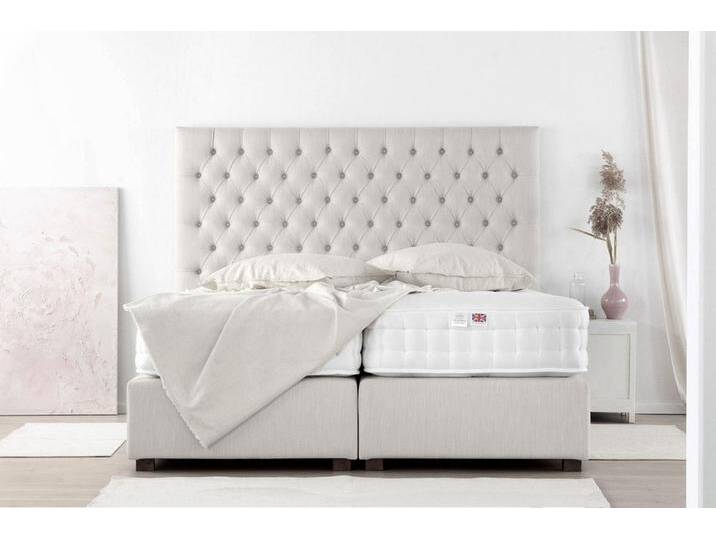 Boxspringbett HARMONY II 180x200 cm - verschiedene Farben und Bezüge verfügbar - mit Matratze - mit Chesterfield-Knüpfung am Kopfteil von boxspringliebe
