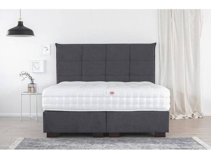 Boxspringbett KINGSTON 220x220 cm - verschiedene Farben und Bezüge verfügbar - konfigurierbar - mit Matratze - mit gestepptem Kopfteil von boxspringliebe