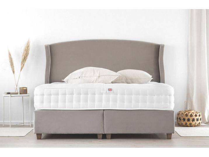 Boxspringbett PARIS 140x200 cm - verschiedene Farben und Bezüge verfügbar - konfigurierbar - mit Matratze - mit Kopfteil mit leichtem Bogen von boxspringliebe