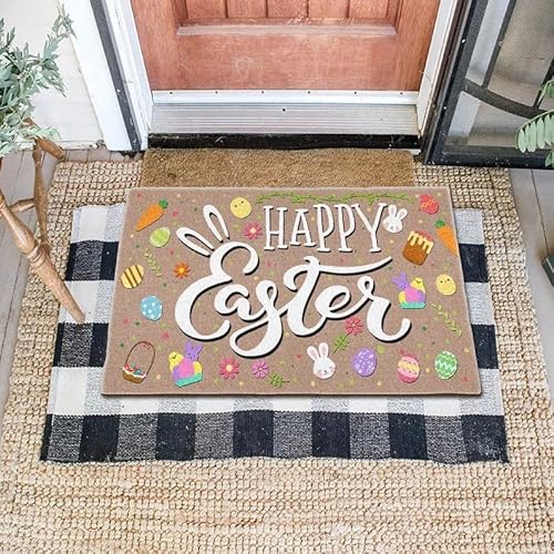 Fußabtreter Frohe Ostern Badvorleger Pflegeleichte Komfortabel Eingangstürmatte Für Haustür Innen Badezimmer 40X60Cm von bozhoushihuijingbaihuoyouxiangongsi