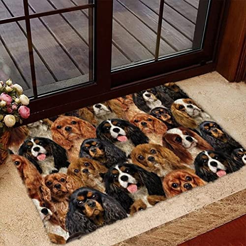 Türvorleger EIN Haufen Cavalier King Charles Spaniels, Hundeliebhaber Haustür Fußmatten Pflegeleichte Schmutz Widerstehen Rückseite Fußabtreter Für Schlafzimmer Außenbereich Eingang 40X60Cm von bozhoushihuijingbaihuoyouxiangongsi