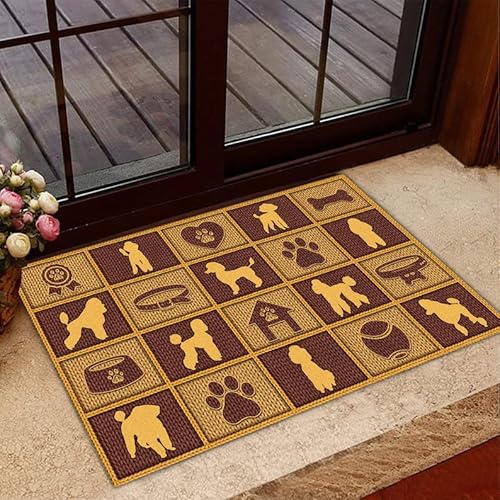 Willkommen Fußmatte Pudelteppich, Pudelmatte, Pudel Rückseite Fußabtreter Pflegeleichte Waschbar Eingangsmatte Für Küche Schlafzimmer Garage 40X60Cm von bozhoushihuijingbaihuoyouxiangongsi