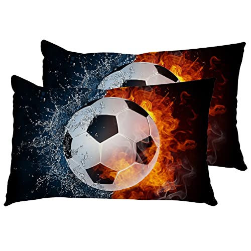 2Er Set Kissenbezüge Fußball Feuerwasser Kissenbezug Moderne Wohnkultur Wurfkissenbezügen, Für Garten, Auto, 40X60Cm von bozhoushimatingbaihuoyouxiangongsi