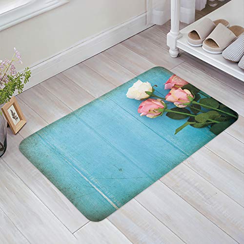 Fussmatte 60x40cm, Weißer Rosa Rosen Blumen Frühling Fußmatte Außen Langlebig Fußmatte Innen Dekoration Bodem Fußabtreter, Für Badezimmer, Garten Fussmatte 60x40cm, Weißer Rosa Rosen Blumen Frühling Fußmatte Außen Langlebig Fußmatte Innen Dekoration Bodem Fußabtreter, Für Badezimmer, Garten von bozhoushimatingbaihuoyouxiangongsi