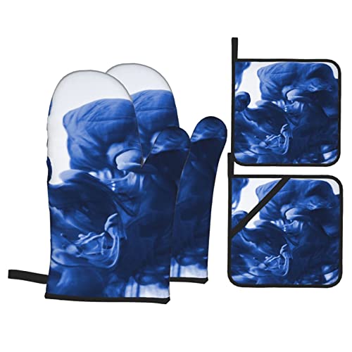 Ofenhandschuhe Topflappen 4Er Set, Aquarell Blau Psychedelisch Topfhandschuhe Hitzebeständige Kochhandschuhe Weiches Ofenhandschuhe Kitchen, Für Küche, Backen, BBQ Ofenhandschuhe Topflappen 4Er Set, Aquarell Blau Psychedelisch Topfhandschuhe Hitzebeständige Kochhandschuhe Weiches Ofenhandschuhe Kitchen, Für Küche, Backen, BBQ von bozhoushimatingbaihuoyouxiangongsi