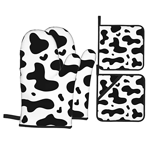 Ofenhandschuhe Topflappen 4Er Set, Kuh Beschmutzt Kuh Druck Topfhandschuhe Weiches Topfpads Mit Innere Baumwollschicht Ofenhandschuhe Kitchen, Für BBQ, Cafe, Backen Ofenhandschuhe Topflappen 4Er Set, Kuh Beschmutzt Kuh Druck Topfhandschuhe Weiches Topfpads Mit Innere Baumwollschicht Ofenhandschuhe Kitchen, Für BBQ, Cafe, Backen von bozhoushimatingbaihuoyouxiangongsi