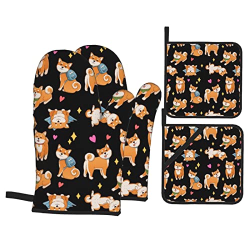 Ofenhandschuhe Topflappen 4Er Set, Netter Lustiger Shiba Inu Backhandschuhe Druck Topflappen Pad Mit Innere Baumwollschicht Kochhandschuhe, Für Mikrowelle, Cafe, BBQ Ofenhandschuhe Topflappen 4Er Set, Netter Lustiger Shiba Inu Backhandschuhe Druck Topflappen Pad Mit Innere Baumwollschicht Kochhandschuhe, Für Mikrowelle, Cafe, BBQ von bozhoushimatingbaihuoyouxiangongsi