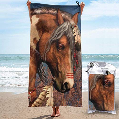 Strandtuch Indianisches Pferd Reisehandtuch Damen Badetuch Groß Weich Strandtücher, Für Picknick, Schwimmen, Reise, 70x140cm von bozhoushimatingbaihuoyouxiangongsi