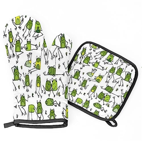 Topflappen Und Topflappen Set Von 2 Frosch Süßes Tier Ofenhandschuhe Kitchen Mit Innere Baumwollschicht Topflappen Pad Weiches Backhandschuhe, Für BBQ, Küche Topflappen Und Topflappen Set Von 2 Frosch Süßes Tier Ofenhandschuhe Kitchen Mit Innere Baumwollschicht Topflappen Pad Weiches Backhandschuhe, Für BBQ, Küche von bozhoushimatingbaihuoyouxiangongsi