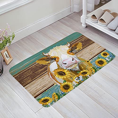 Türmatte 60x40cm, Bauernhof Kuh Rustikales Sonnenblumen Retro Holz Welcome Fußmatte Langlebig Bodem Fußabtreter Modernen Fußmatte Außen, Für Haustür, Eingang Türmatte 60x40cm, Bauernhof Kuh Rustikales Sonnenblumen Retro Holz Welcome Fußmatte Langlebig Bodem Fußabtreter Modernen Fußmatte Außen, Für Haustür, Eingang von bozhoushimatingbaihuoyouxiangongsi
