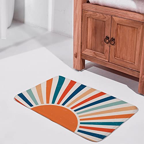 Badematte Retro Sunburst Vintage Hell Schmutzfangmatte Stylisch Fußmatte Außen Pflegeleichte Sauberlaufmatte, Für Wohnzimmer, Badezimmer, Außen & Innen, 40X60Cm von bozhoushisuhangbaihuoyouxiangongsi