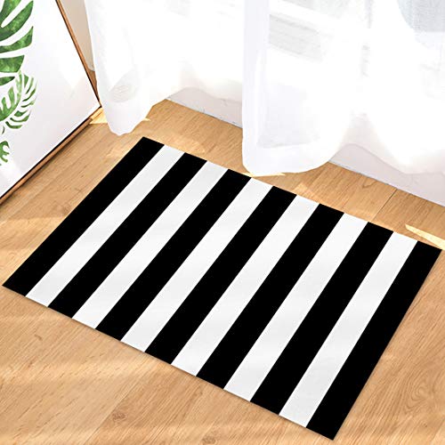 Badematten Schwarz-Weiß-Streifen Im Einfachen Stil Matte Antibakterielle Haustürmatte Personalisiert Fußmatten Für Schlafzimmer Küche Badezimmer 50X80Cm von bozhoushixiangbenshangmaoyouxiangongsi