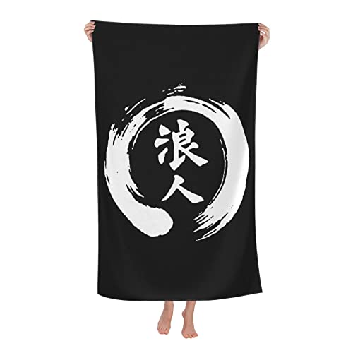 Duschtuch Japanisches Kanji-Zeichen Ronin Badehandtuch Tragbares Stranddecke Leichtes Handtücher Für Männer Damen Yoga,80X130Cm von bozhoushixiangbenshangmaoyouxiangongsi