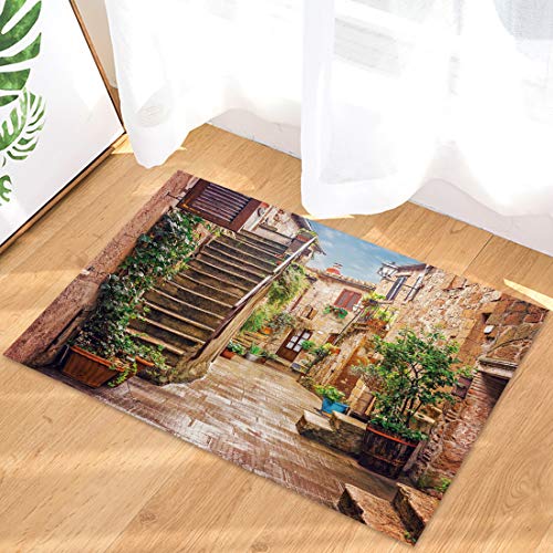 Eingangsmatte Altstadt In Italien Retro-Gasse Fußabtreter Super Absorbierende Fussmatten Waschbar Badematte Für Außen Haustür Eingang 40X60Cm von bozhoushixiangbenshangmaoyouxiangongsi