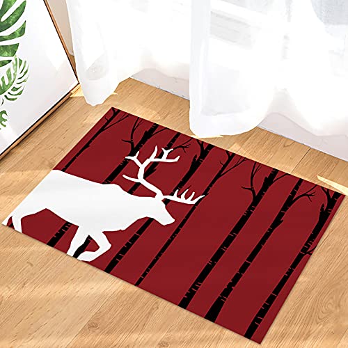 Fußmatte Weihnachten White Elk Silhouette Auf Schwarzwald Badteppich Lustige Fussmatten Personalisiert Carpet Für Küche Haustür Flur 40X60Cm von bozhoushixiangbenshangmaoyouxiangongsi