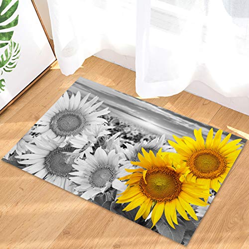 Sauberlaufmatte Gelbe Sonnenblume Auf Grau Matten Waschbar Haustürmatte Rutschfester Fußmatte Für Haustür Flur Außen 50X80Cm von bozhoushixiangbenshangmaoyouxiangongsi