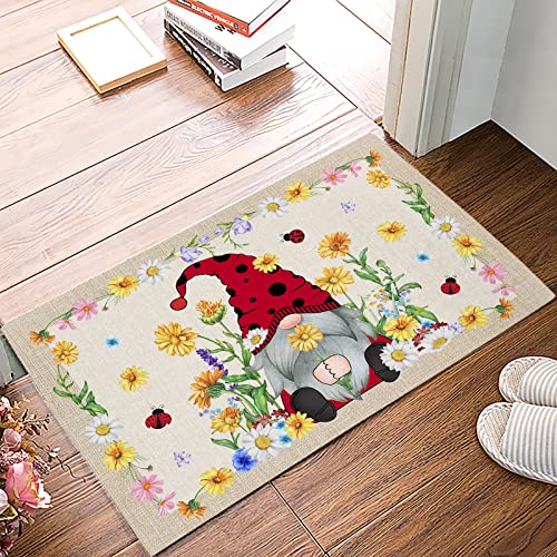 Schmutzfangmatte Art Summer Farm GNOME Gänseblümchen-Marienkäfer Carpet Lustige Türmatte Weicher Fußabtreter Für Schlafzimmer Flur Eingang 40X60Cm von bozhoushixiangbenshangmaoyouxiangongsi