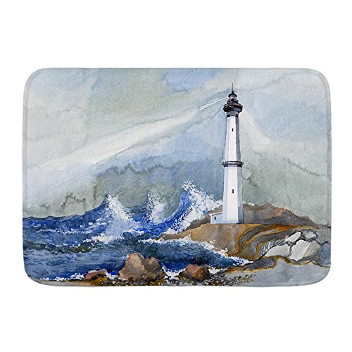 Rückseite Fußabtreter Leuchtturm Beleuchtet Ozean 40X60Cm Fußmatte Innen Lustige Pflegeleichte Saugstarke Türmatte Für Garage Eingang von bozhoushiyangshangshangmaoyouxiangongsi