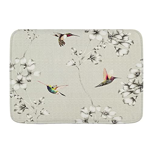 Türmatte Kolibri, Der Honig Im Blumen-Weinlese-Muster Sammelt 40X60Cm Willkommen Fußmatte Waschbar Schmutz Widerstehen Rückseite Fußabtreter Für Eingang Haustür von bozhoushiyangshangshangmaoyouxiangongsi