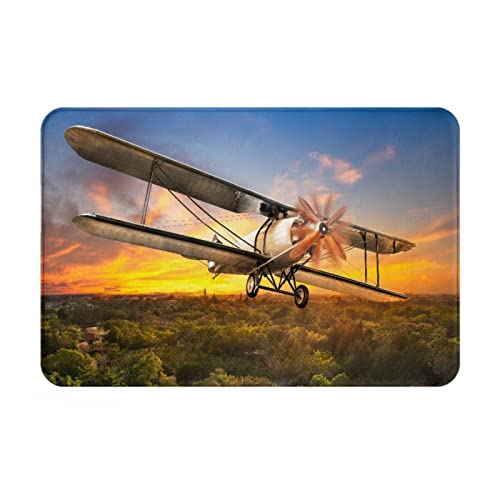 Fussmatte 40x60cm, Altes Flugzeug, Das Über Die Ländliche Szene Auf Sonnenunterganghintergrund Fliegt Fußmatte Außen Wasserabsorbierend Garten Eingangsteppich Waschbar Eingang Teppich Fussmatte 40x60cm, Altes Flugzeug, Das Über Die Ländliche Szene Auf Sonnenunterganghintergrund Fliegt Fußmatte Außen Wasserabsorbierend Garten Eingangsteppich Waschbar Eingang Teppich von bozhoushizhenweibaihuoyouxiangongsi