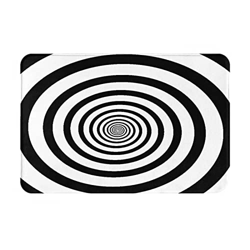 Fussmatte 40x60cm, Hypnotische Kreise, Abstrakte Optische Spiralwirbel, Hypnotisieren Kreisförmige Schwarz Weiß Rotationen Innenmatte rutschfeste Eingang Teppich Flur Flacher Fußabtreter von bozhoushizhenweibaihuoyouxiangongsi