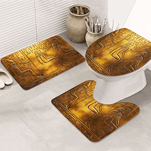 Set 3 Teilig Badvorleger Ägyptisches Wandgemälde Gedruckt Wc-Deckelbezug Waschbar Langlebige Konturmatte, Für Wohnzimmer, Dusche Set 3 Teilig Badvorleger Ägyptisches Wandgemälde Gedruckt Wc-Deckelbezug Waschbar Langlebige Konturmatte, Für Wohnzimmer, Dusche von bozhoushizhenweibaihuoyouxiangongsi